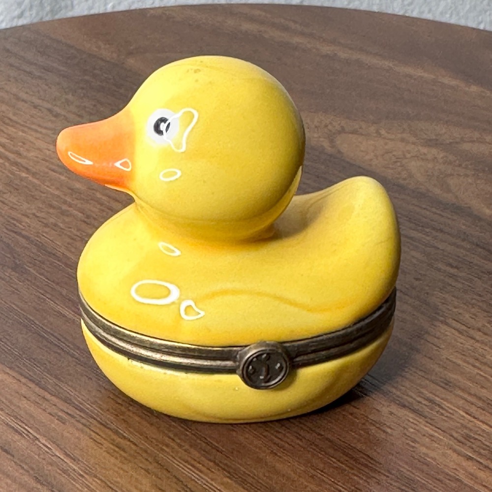 Yellow Duck Hinged Trinket Treasure Pill Box Department 56 Just Ducky
